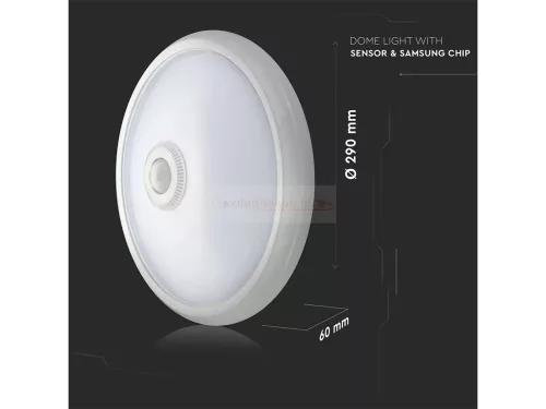 Mozgásérzékelős kör mennyezeti lámpa 12W LED természetes fehér