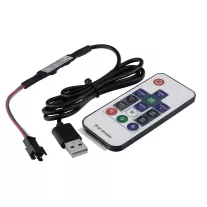   Futófény LED vezérlő és távirányító 5V digitális RGB+W LED szalagokhoz