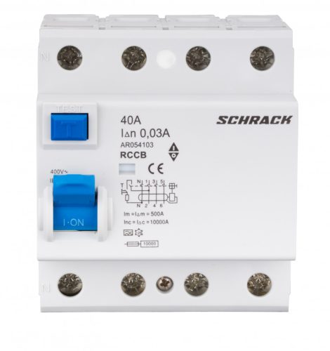 Hibaáram kapcsoló AMPARO 10kA 40A, 4 pólusú, 30mA, A