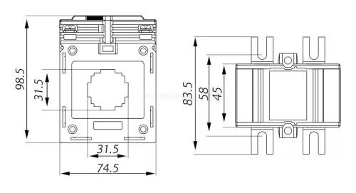 Sínre fűzhető áramváltó, 30-as sínre 150A/5A