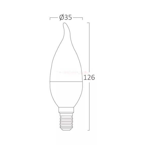 Led lámpa gyertya láng E-14 5W C37 melegfehér Braytron