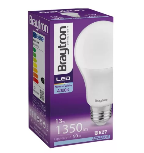 Led lámpa körte E-27 13W A65 természetes fehér 1350lm Braytron