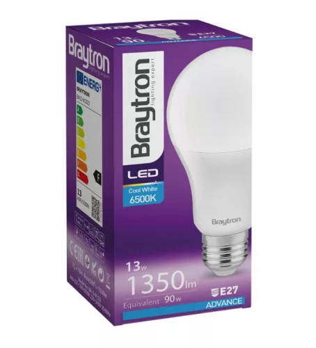 Led lámpa körte E-27 13W A65 hideg fehér 1350lm Braytron