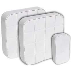   Vezeték nélküli csengő, négyzetes, 1 adó, 2 vevő 3×AA, 1×CR2032, IP44, 100m, 10 music