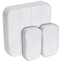   Vezeték nélküli csengő, négyzetes, 2 adó, 1 vevő 3×AA, 1×CR2032, IP44, 100m, 10 music