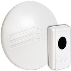   Vezeték nélküli csengő, kerek, 1 adó, 1 vevő 2×AA, 1×CR2032, IP44, 100m, 32 music