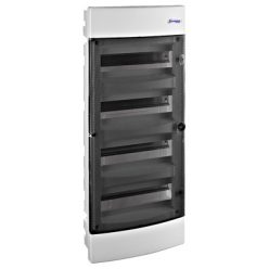   Süllyesztett lakáselosztó, 4 soros, 48 modulos, átlátszó ajtó, IP 40, gipszkarton falba