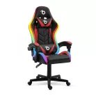 RGB LED-es gamer szék - karfával, párnával - fekete / piros