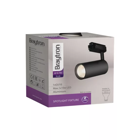 Braytron 1 fázisvezetős sínes lámpa fekete GU10 foglalattal max. 10W