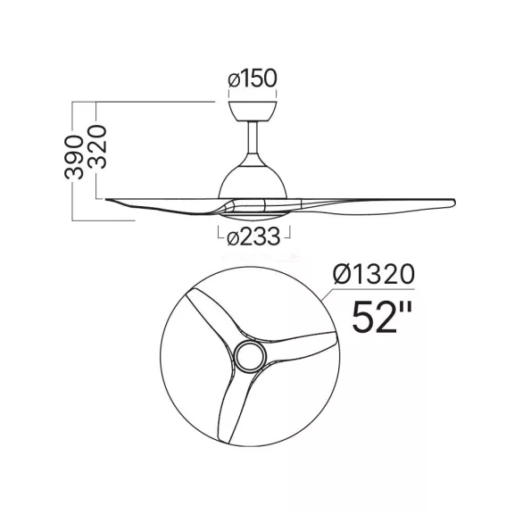 Ventilátor, mennyezeti csillárventilátor távirányítóval, CCT 24+35W fekete
