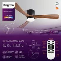   Ventilátor, mennyezeti csillárventilátor távirányítóval, CCT 18+30W fekete,fa