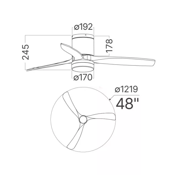 Ventilátor, mennyezeti csillárventilátor távirányítóval, CCT 18+30W fekete,fa