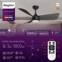   Ventilátor, mennyezeti csillárventilátor távirányítóval, CCT 18+30W fekete fém