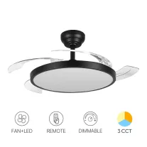   Ventilátor + LED lámpa távirányítóval, dimmelhető CCT 32+30W fekete