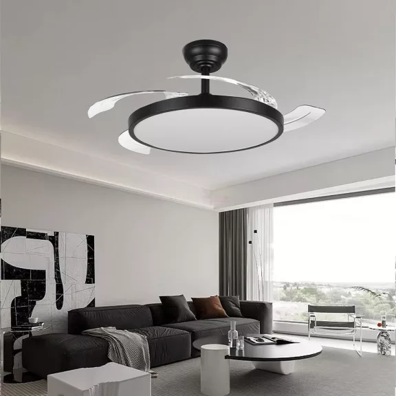 Ventilátor + LED lámpa távirányítóval, dimmelhető CCT 32+30W fekete