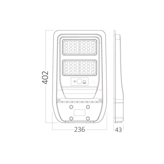 Utcai napelemes szenzoros LED lámpa távirányítóval 60W 90 ° hideg fehér IP65
