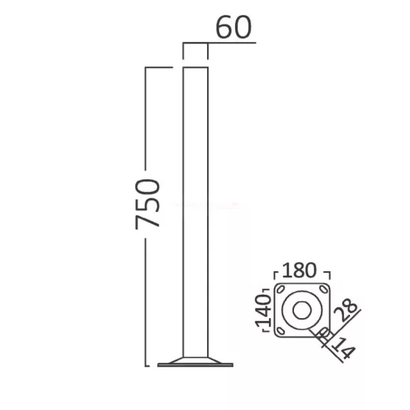 Plain kerti dekoratív fém lámpaoszlop 75 cm fekete