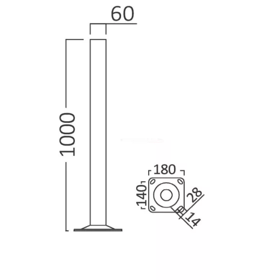 Plain kerti dekoratív fém lámpaoszlop 100 cm fekete