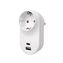   Hálózati adapter 1db földelt aljzat+USB A+USB C (össz. 3,4A) fehér