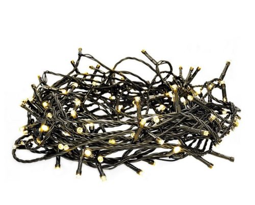 LED fényfüzér melegfehér zöld vezetékkel, 5m, toldható