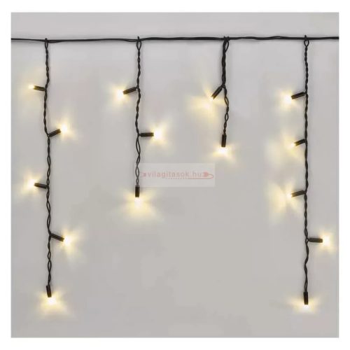 Flash csillogó LED jégcsap fényfüzér ghirlande melegfehér 56+8 led 1,6 méter toldható