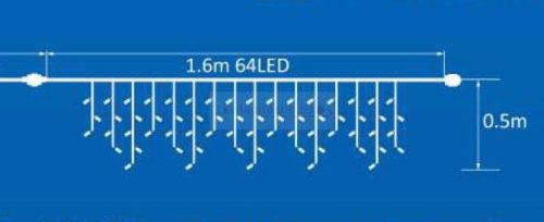 Flash csillogó LED jégcsap fényfüzér ghirlande melegfehér 56+8 led 1,6 méter toldható