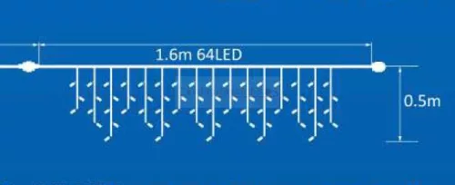 Flash csillogó LED jégcsap fényfüzér ghirlande piros 56+8 led 1,6 méter toldható
