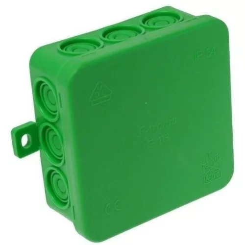 Rugalmas kötődoboz, falon kivüli, zöld 85×85×37mm, IP54