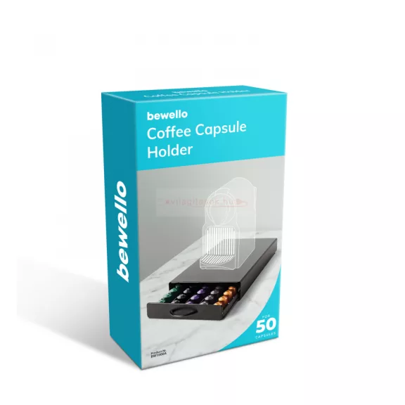Fém kávékapszula tartó - 50 db Nespresso kapszulákhoz - 365 x 214 x 60 mm - matt fekete
