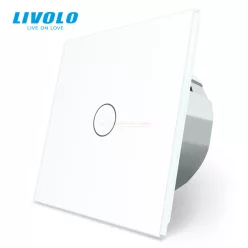   LIVOLO 101-es egypólusú érintőkapcsoló, 250V 5A, fehér kristályüveg