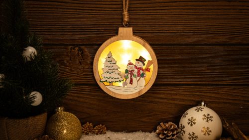 LED karácsonyi ablakdísz,hóember, kör, elemes