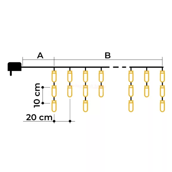 Karácsonyi LED jégcsap fényfüggöny 5+10m IP44 6W, 2600-2700K