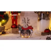   Karácsonyi LED szarvas, fa, elemes, 6+18h,3LED, 3000K, 2xAAA
