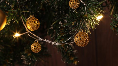 Karácsonyi LED fényfüzér dekoráció, mini gömb, elemes, 6+18h, 10LED, 3000K, 2xAA