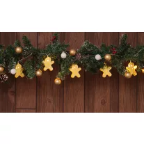  Karácsonyi LED fényfüzér dekoráció, fém mézeskalács, elemes, 6+18h, 10LED, 3000K, 2xAA