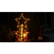   Karácsonyi LED csillag, elemes, 6+18h, 80LED, 3000K, IP44, 3xAA