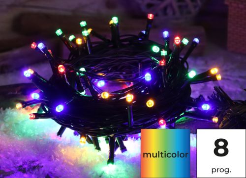 Karácsonyi LED programozható fényfüzér 12m IP44 színes adapterrel