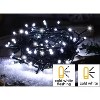   Karácsonyi LED fényfüzér 25m IP44 hideg fehér adapterrel