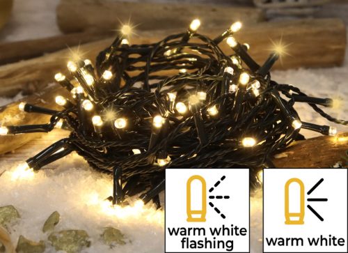 Karácsonyi LED fényfüzér 55m IP44 meleg fehér adapterrel