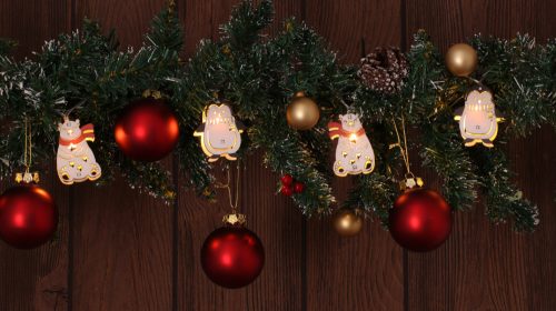 Karácsonyi LED fényfüzér dekoráció, pingvin és jegesmedve, elemes, 6+18h, 10LED, 3000K, 2xAA