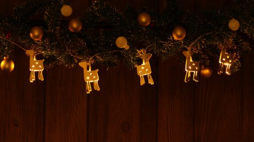 Karácsonyi LED fényfüzér dekoráció, fém szarvasos, elemes, 6+18h, 10LED, 3000K, 2xAA