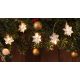 Karácsonyi LED fényfüzér dekoráció, hópehely, elemes, 6+18h, 10LED, 3000K, 2xAA