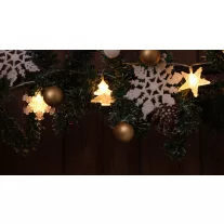   Karácsonyi LED fényfüzér dekoráció, elemes, 6+18h, 10LED, 3000K, 2xAA