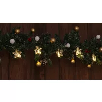   Karácsonyi LED fényfüzér dekoráció, fém csillagos, elemes, 6+18h, 10LED, 3000K, 2xAA