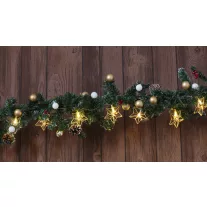   Karácsonyi LED fényfüzér dekoráció, fém csillag, elemes, 6+18h, 10LED, 3000K, 2xAA