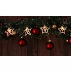   Karácsonyi LED fényfüzér dekoráció, csillag, szarvas, fa, elemes, 6+18h, 10LED, 3000K, 2xAA