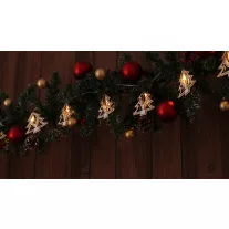   Karácsonyi LED fényfüzér dekoráció, fenyő, elemes, 6+18h, 10LED, 3000K, 2xAA