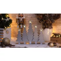   Karácsonyi LED karácsonyfa,fa, ezüst, elemes, 6+18h,5LED, 3000K, 2xAAA