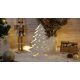 Karácsonyi LED hópelyhes fenyő, fehér, fa, elemes