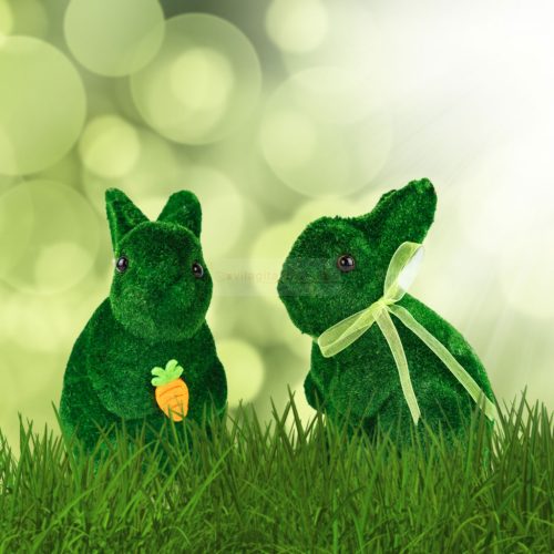 Húsvéti dekoráció - nyuszi - 2 féle - 15 cm - zöld